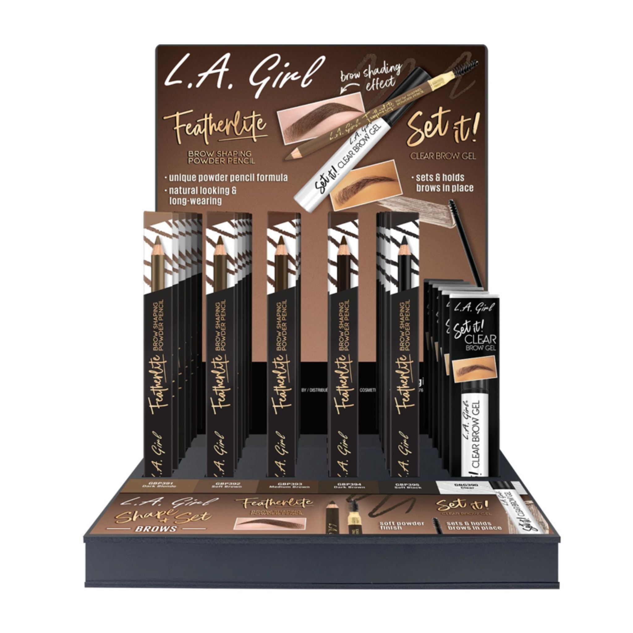 Featherlite Powder Brow Pencil & Gel Display - 36pcs