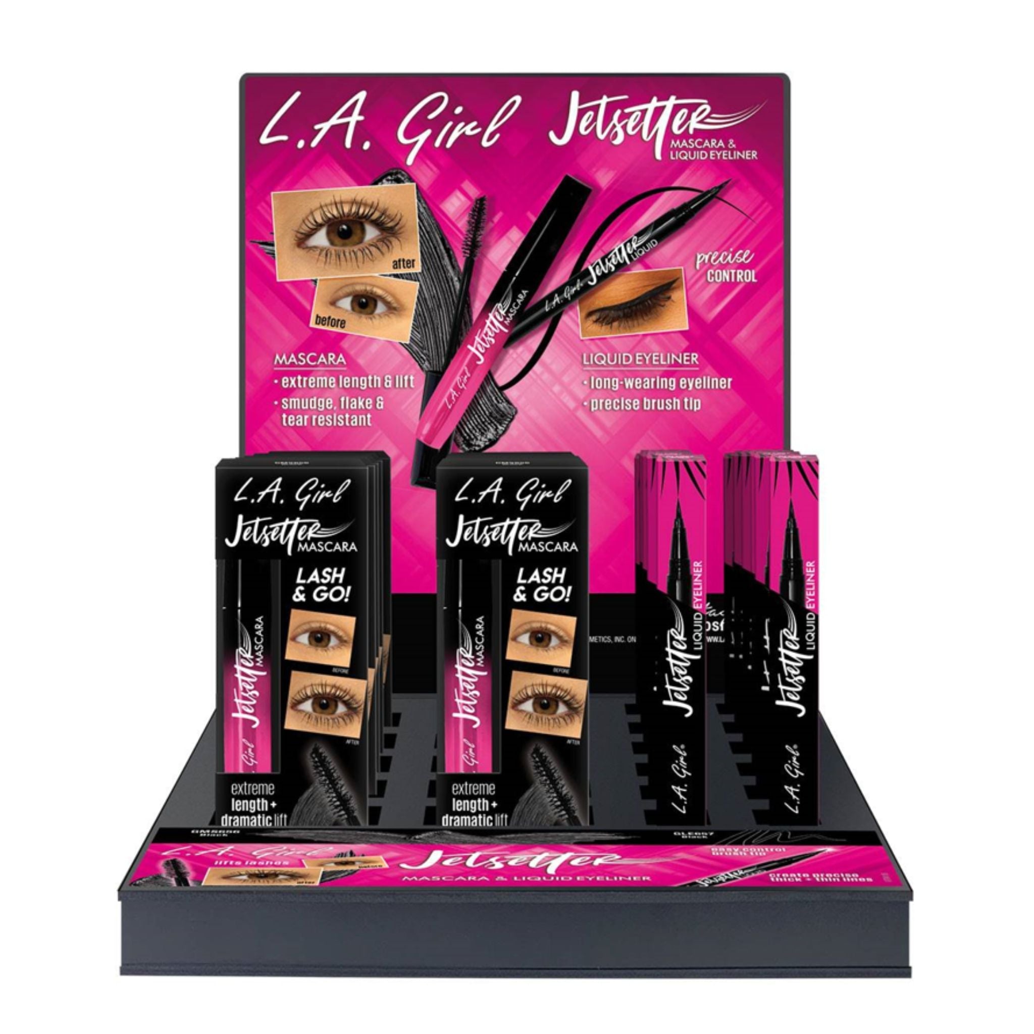 LA Girl Jetsetter Mascara Display - 21pcs