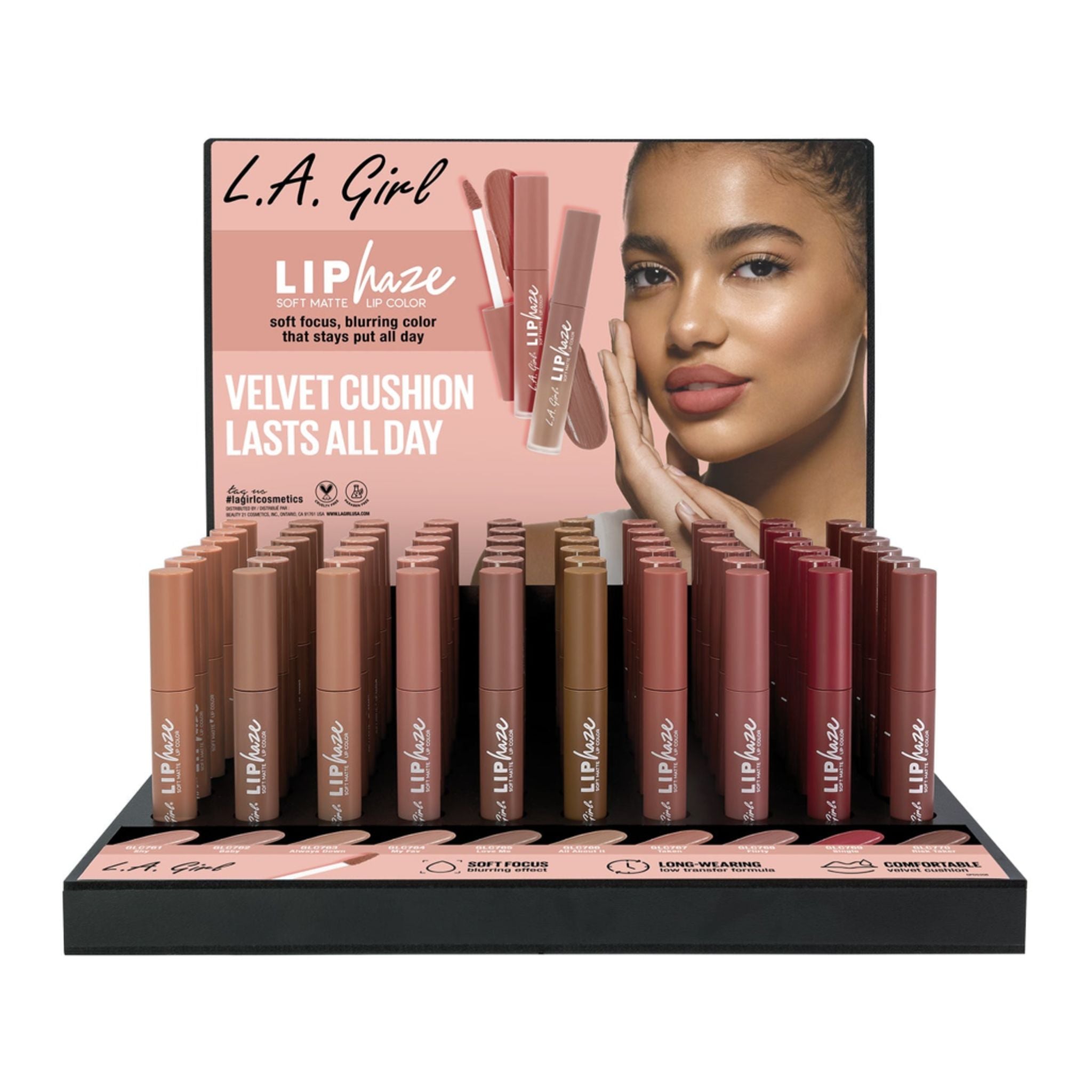 LA Girl Lip Haze Lip Color Display - 60pcs
