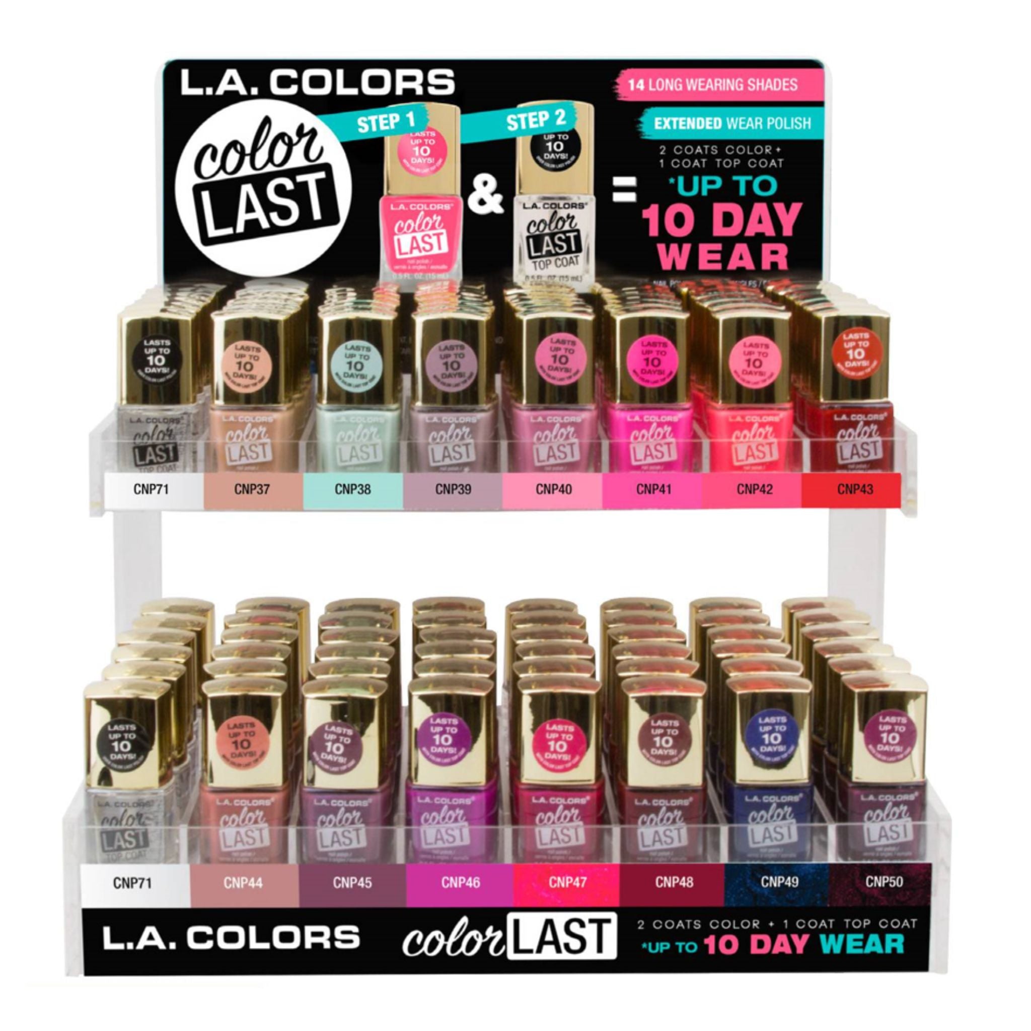 LA Colors - Color Last Nail Polish Display - 192pcs