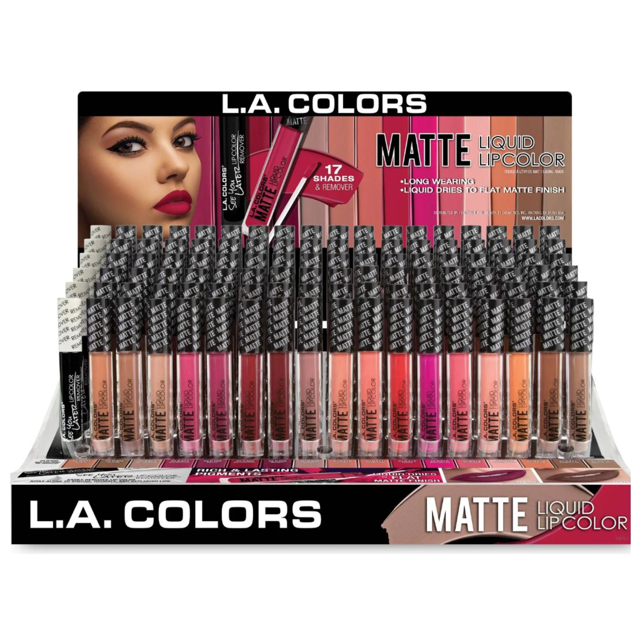 LA Colors - Matte Liquid Lip Color Display - 216pcs