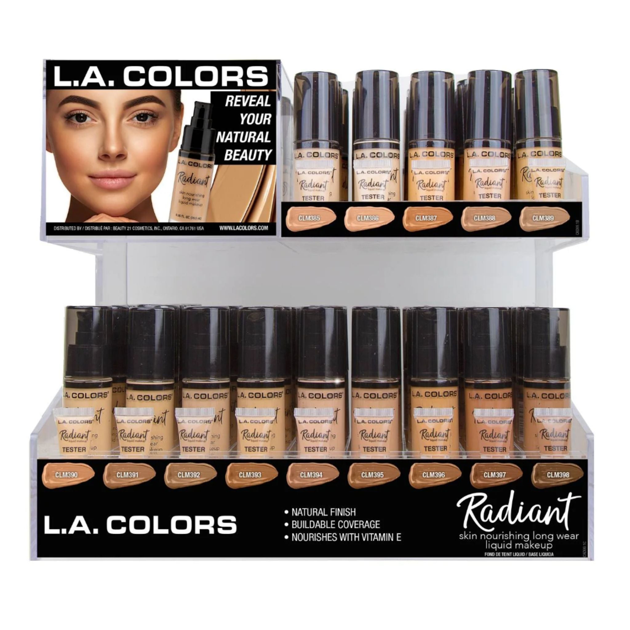 LA Colors - Radiant Liquid Foundation Display - 126pcs