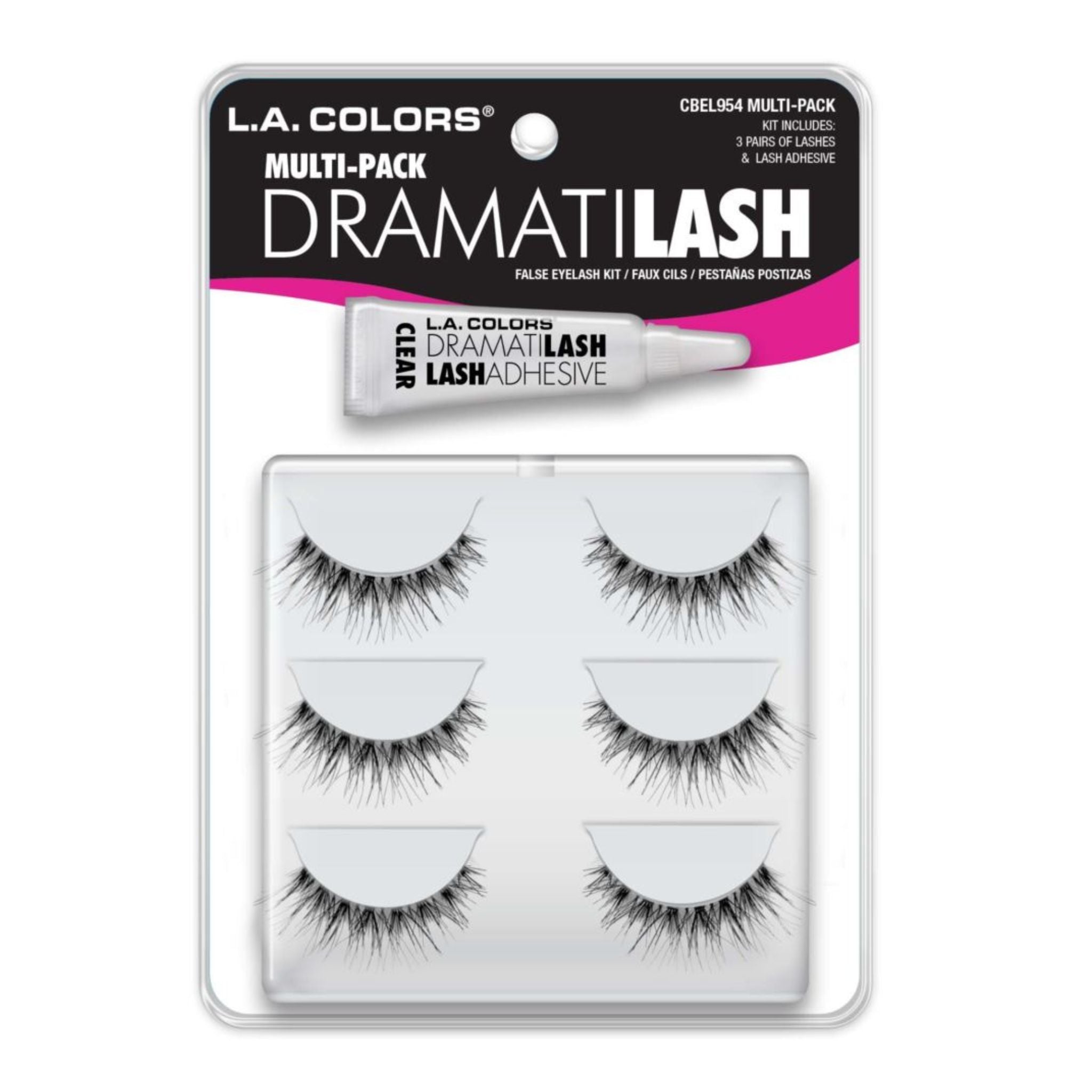 LA Colors Dramatilash - Multi-Pack 3 pairs w/ Glue