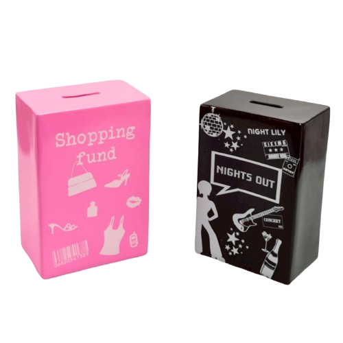 Ceramic Money Box Black - Night Out Fund