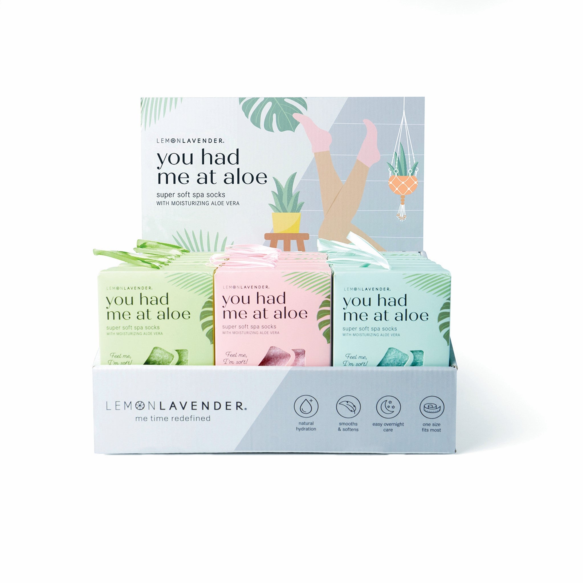 Lemon Lavender Aloe Socks Display - 24pcs