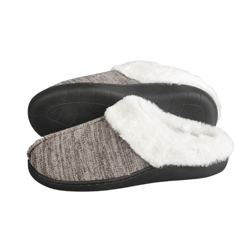Womens Slippers Brown with Fur Trim Small (Size 7-8)
