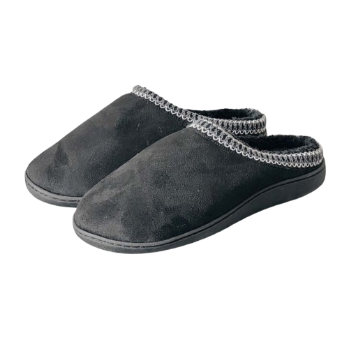 Womens Slippers Black with Stitch Design Small (Size 7-8)