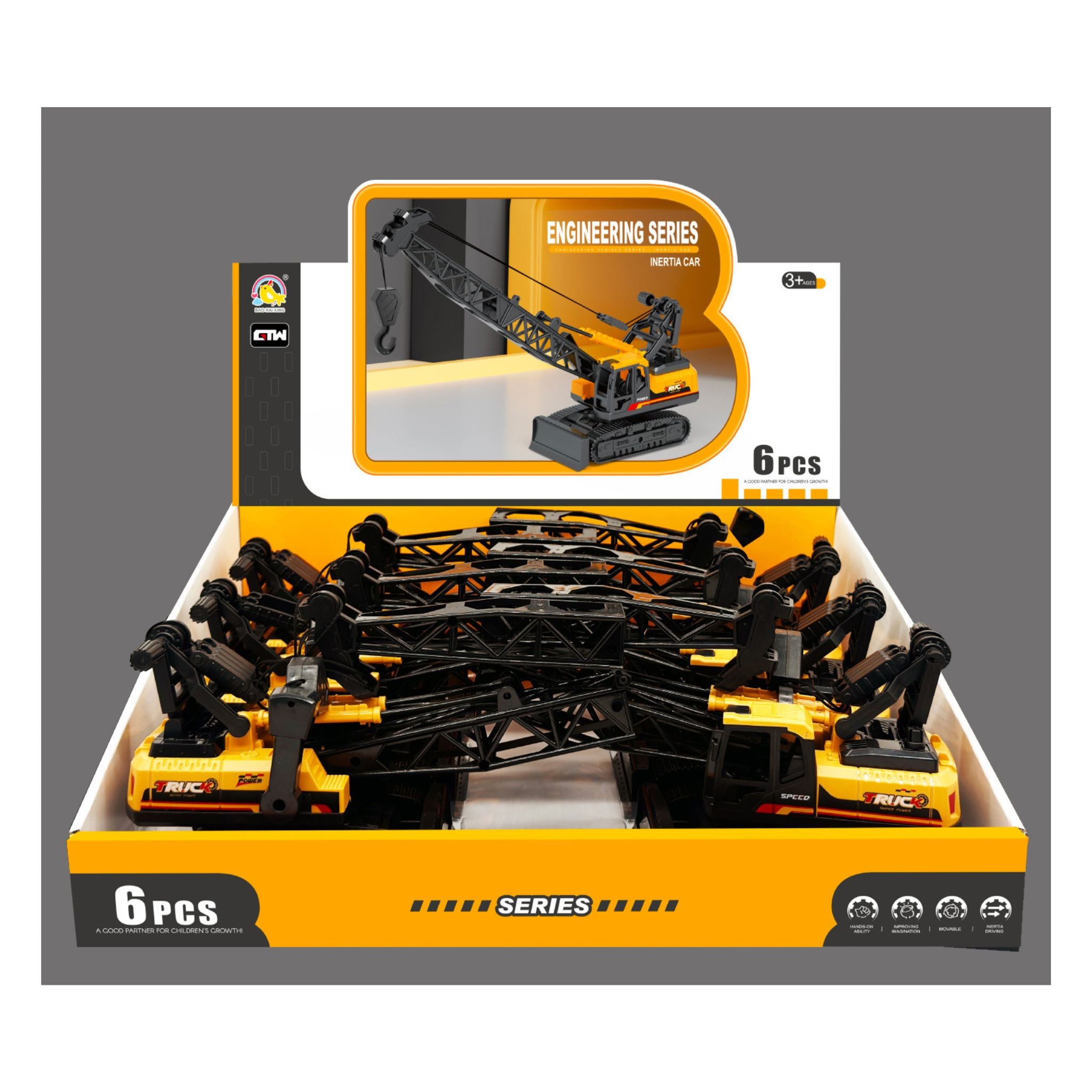 Engineering Construction Crane Truck Display - 6pcs