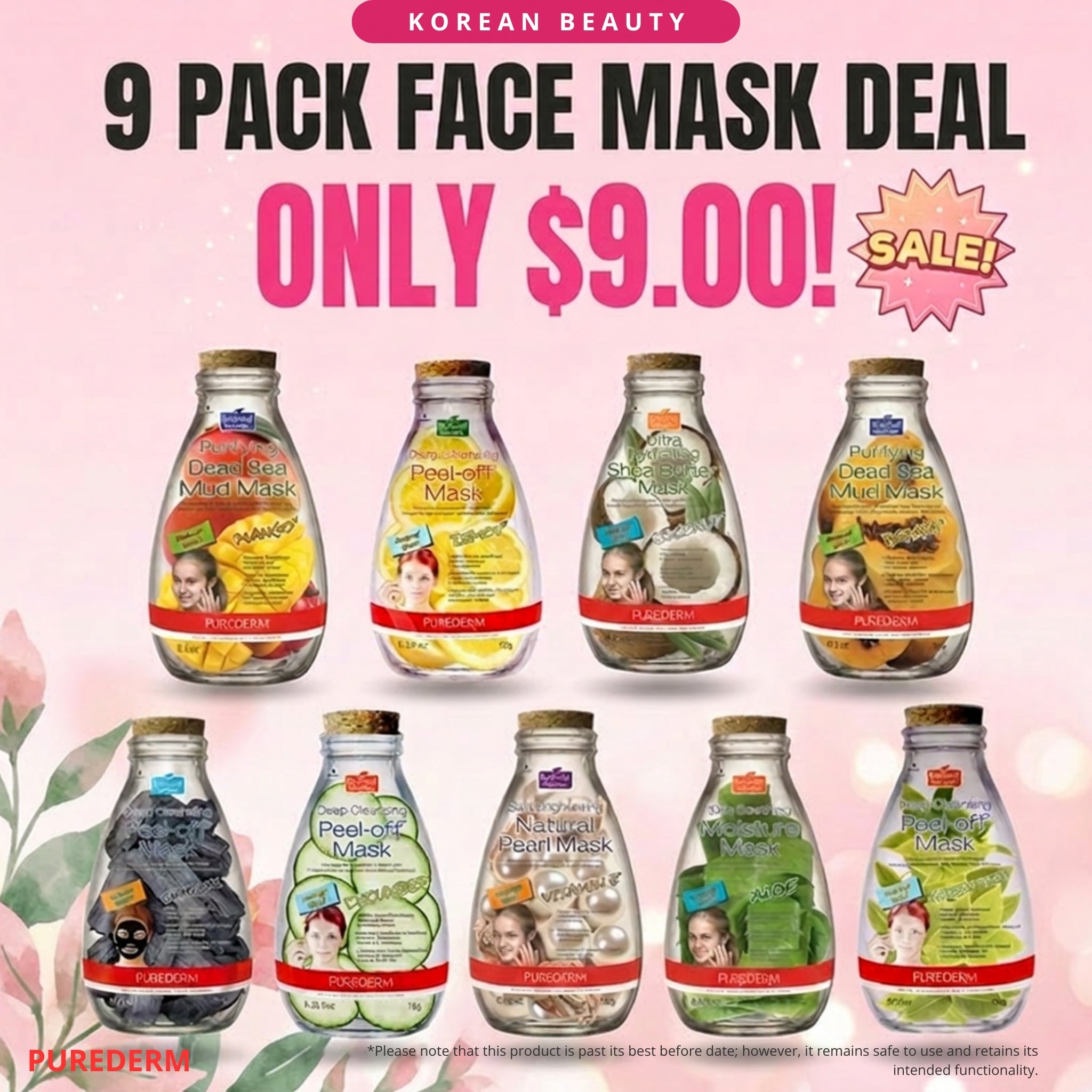 Purederm Face Masks Pack of 9