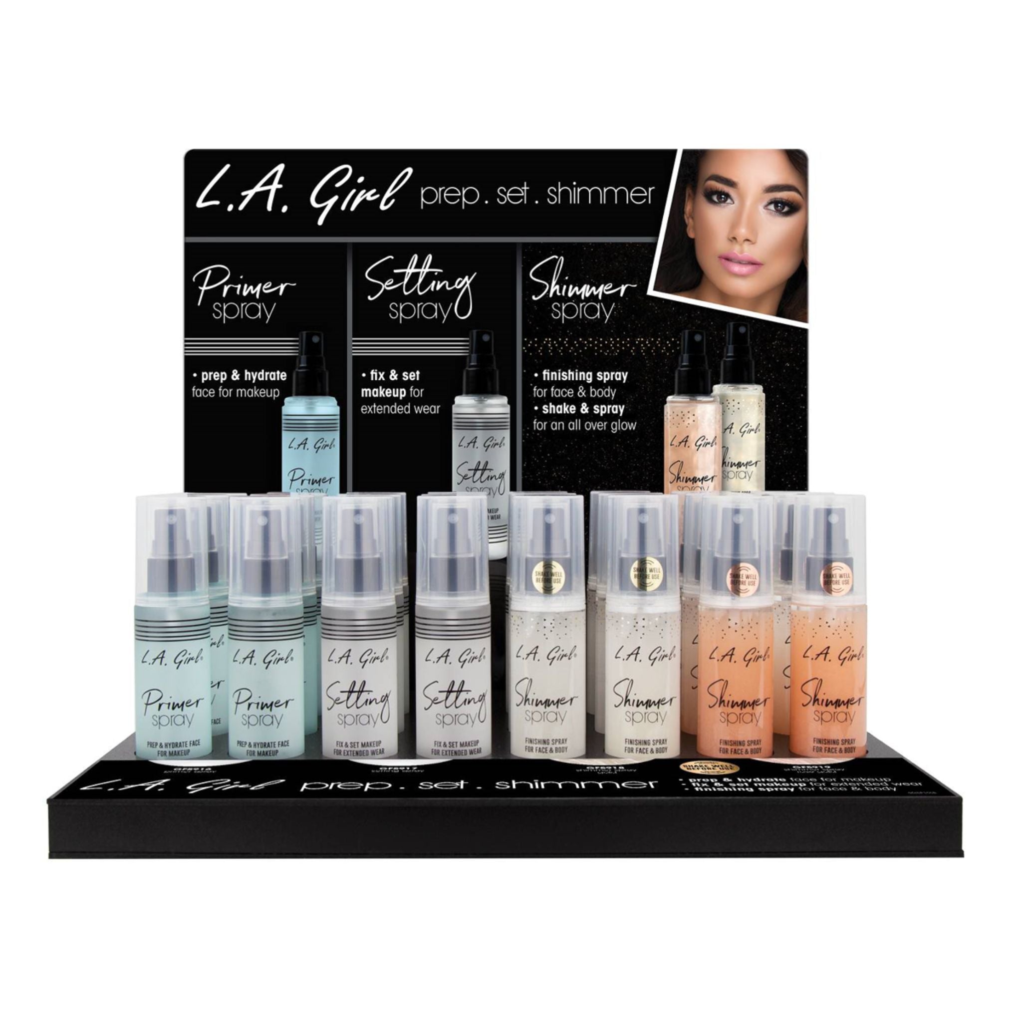 Prime, Set & Shimmer Spray Display - 24pcs