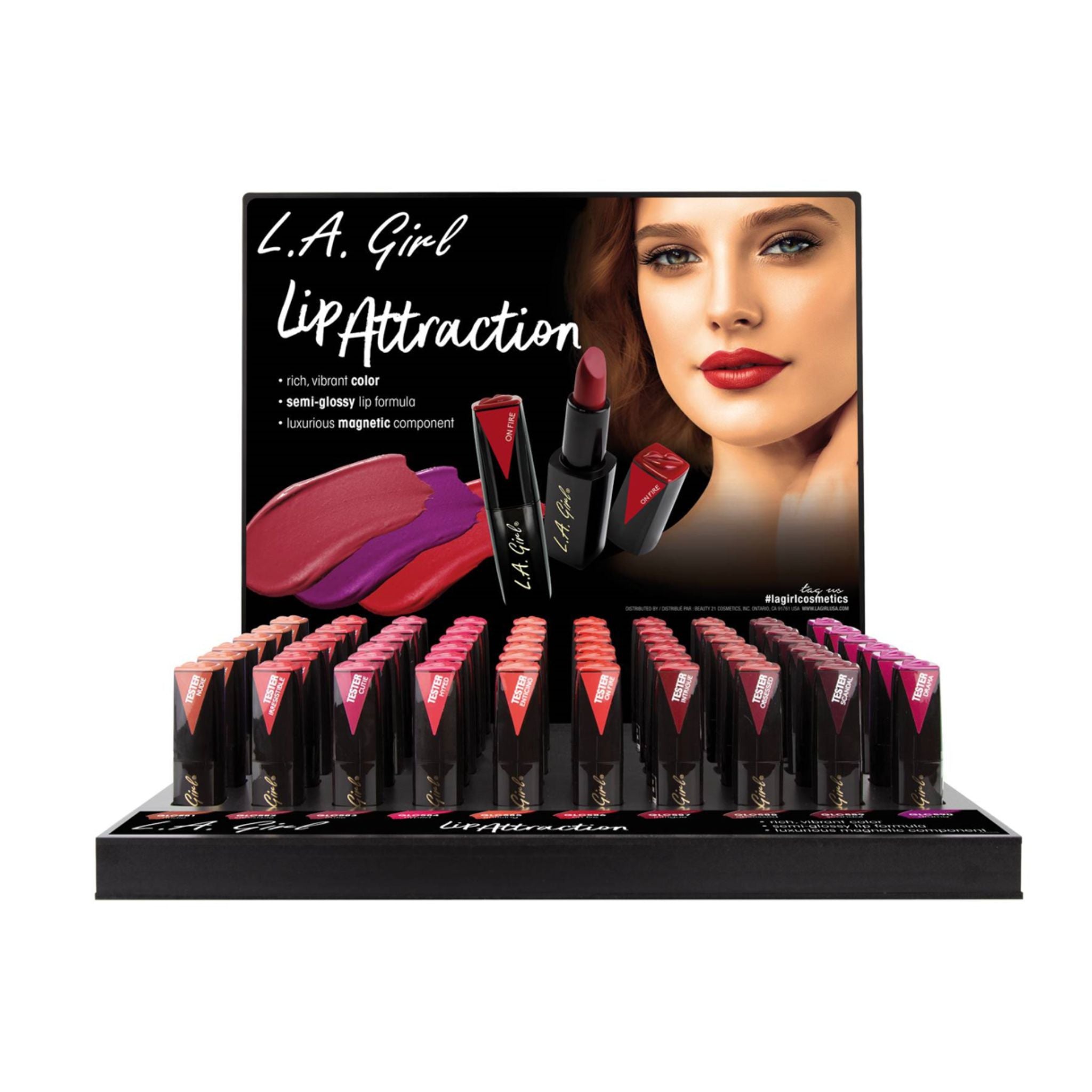 LA Girl Lip Attraction Lipstick Display - 50pcs