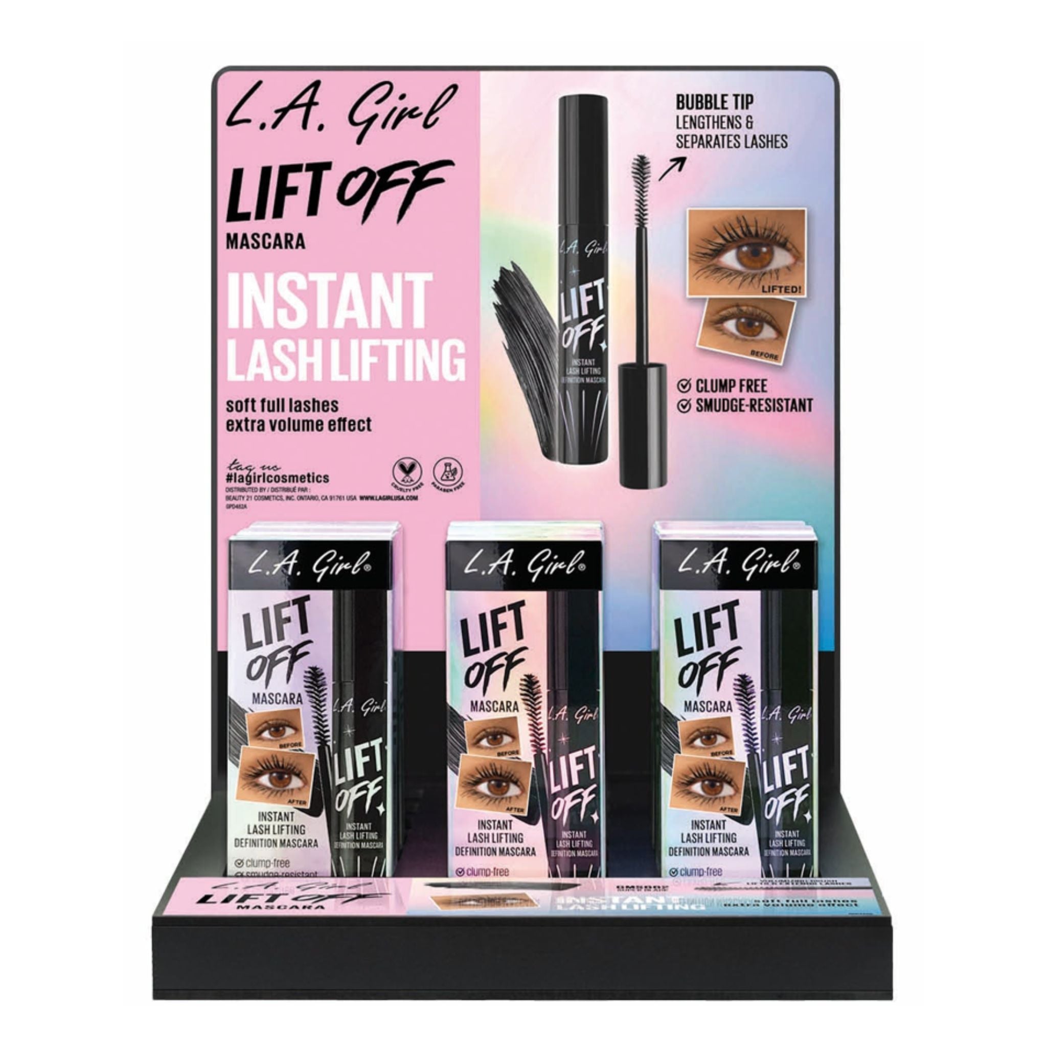 LA Girl Lift Off Mascara Display - 18pcs