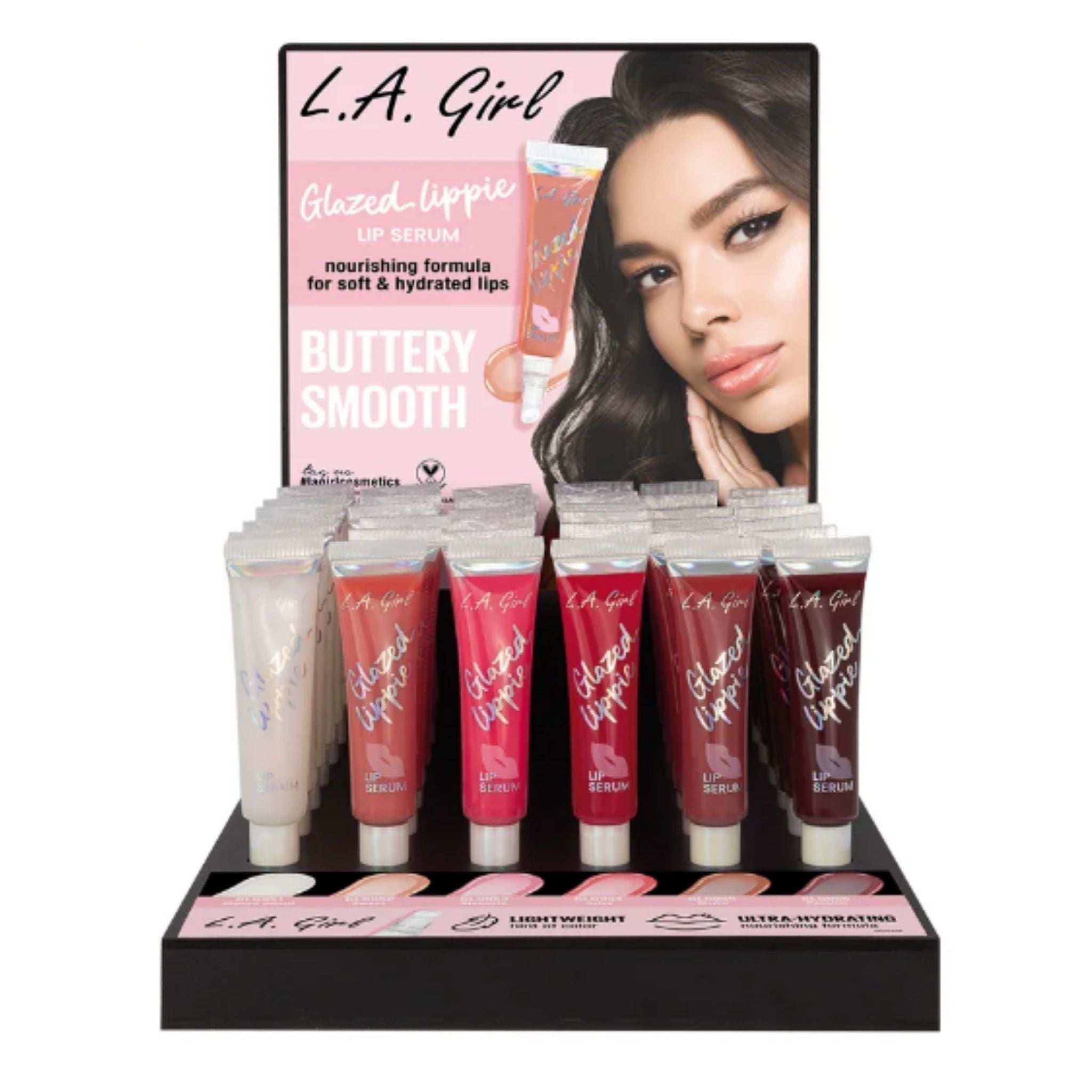 LA Girl Glazed Lip Serum Display - 36pcs