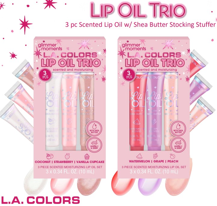 L.A. Colors - 3pcs Lip Oil Trio Set Disp - 8pcs