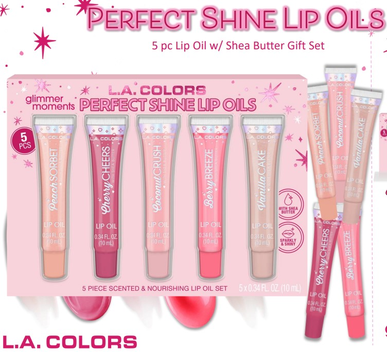 L.A. Colors - 5pcs Lips Shine Bright Lip Oil Set Disp - 6pcs