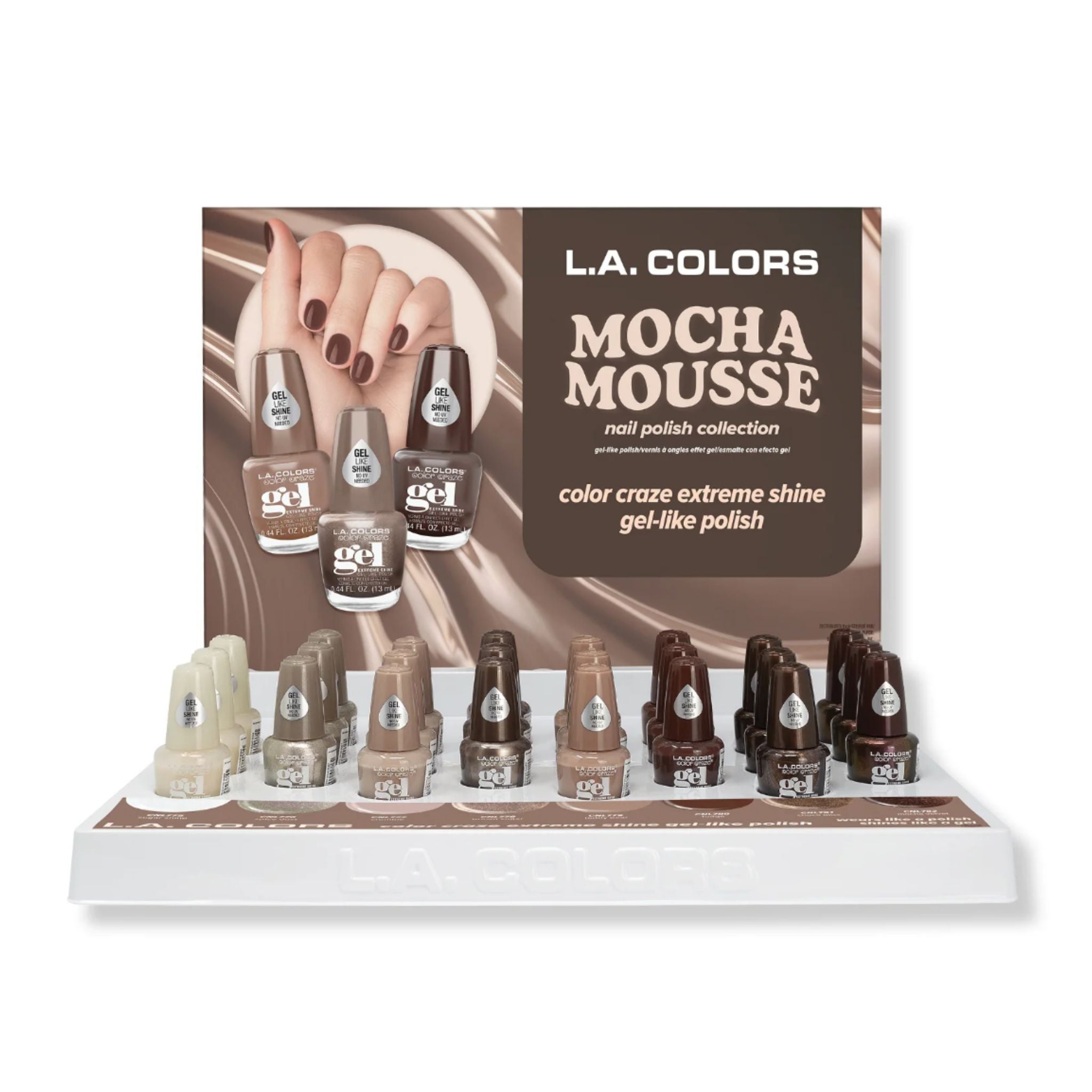 LA Colors - Mocha Mousse Polish Display - 24pcs