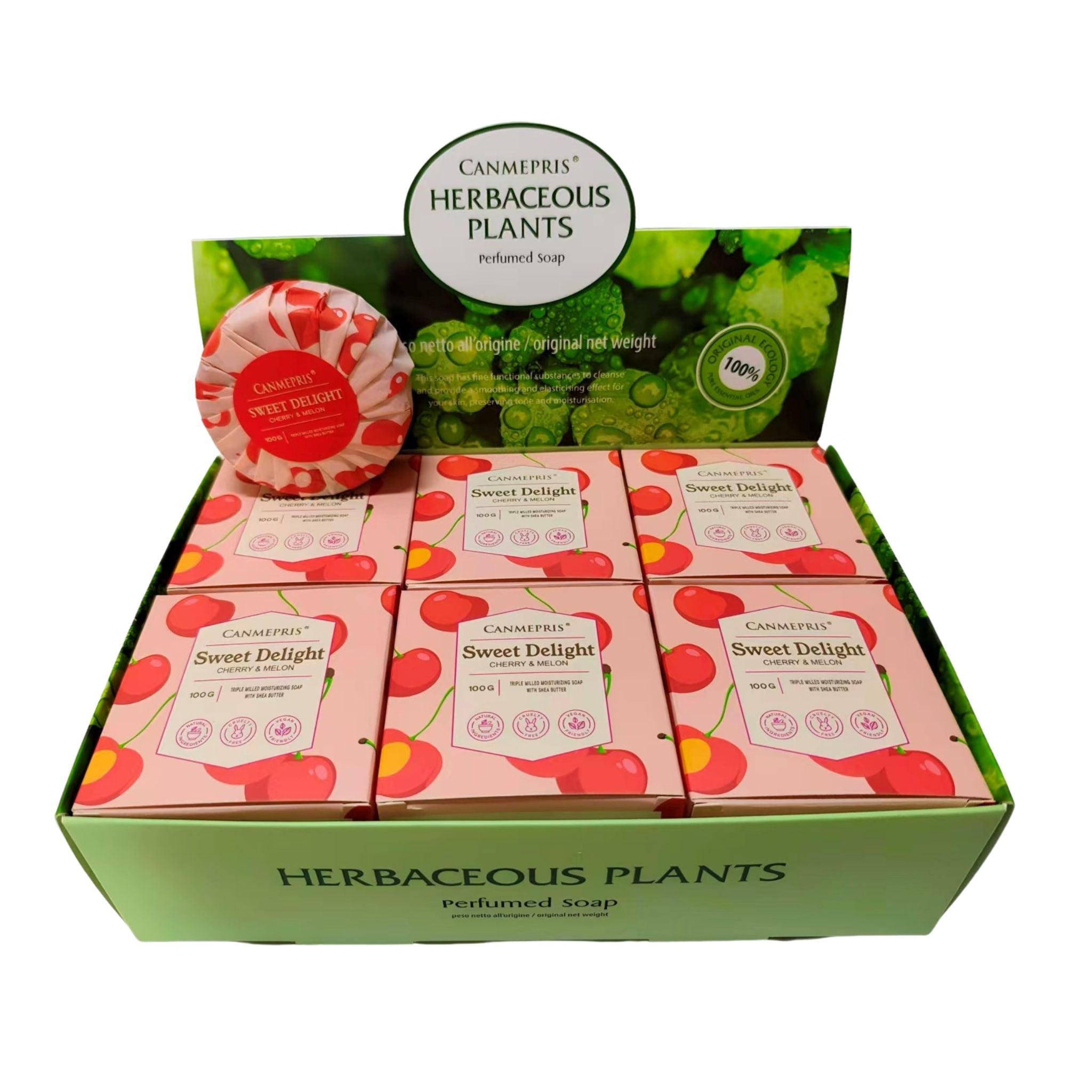 Canmepris Cherry & Melon Soap Display 100g - 12pcs