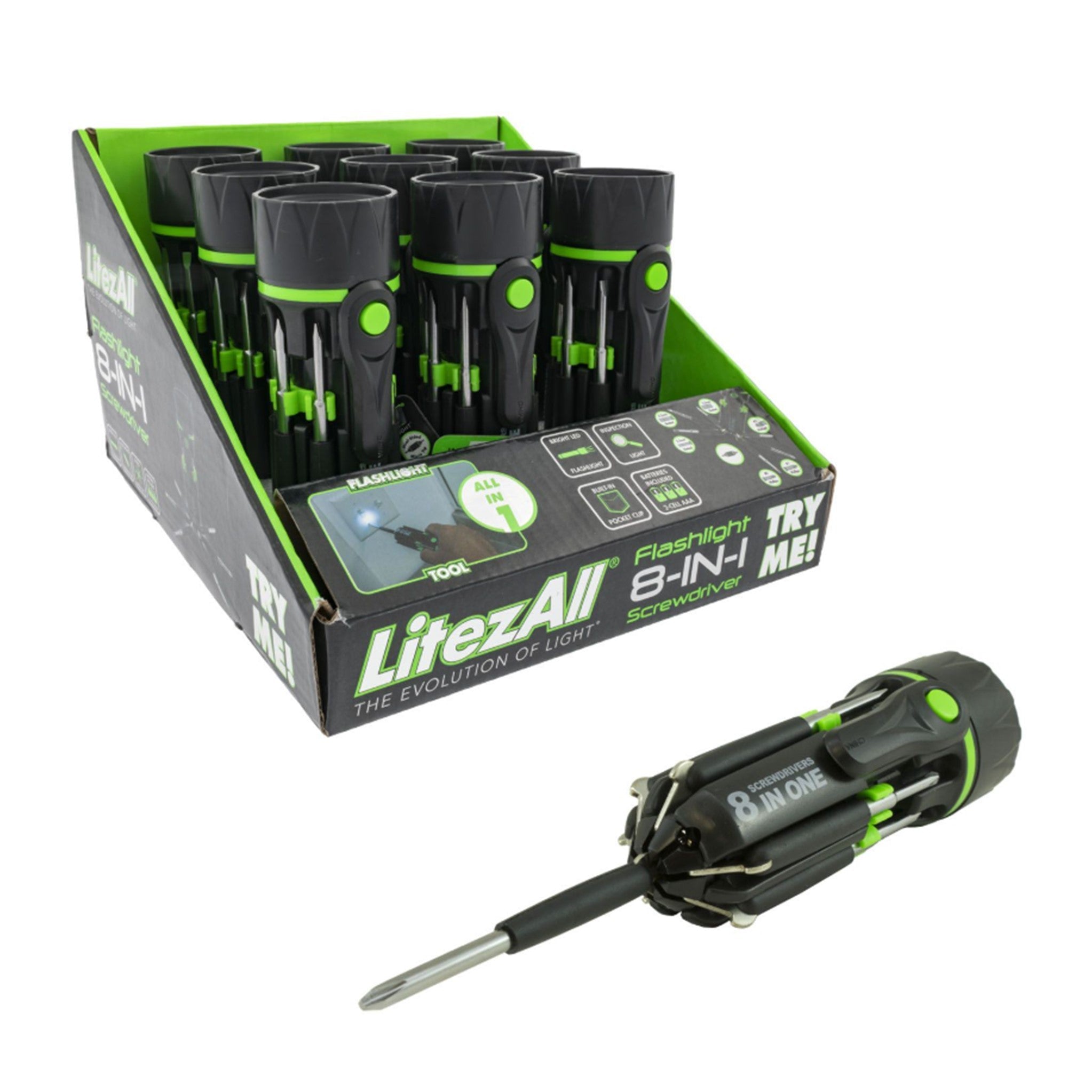 LitezAll LED Flashlight Screwdriver Display - 9pcs