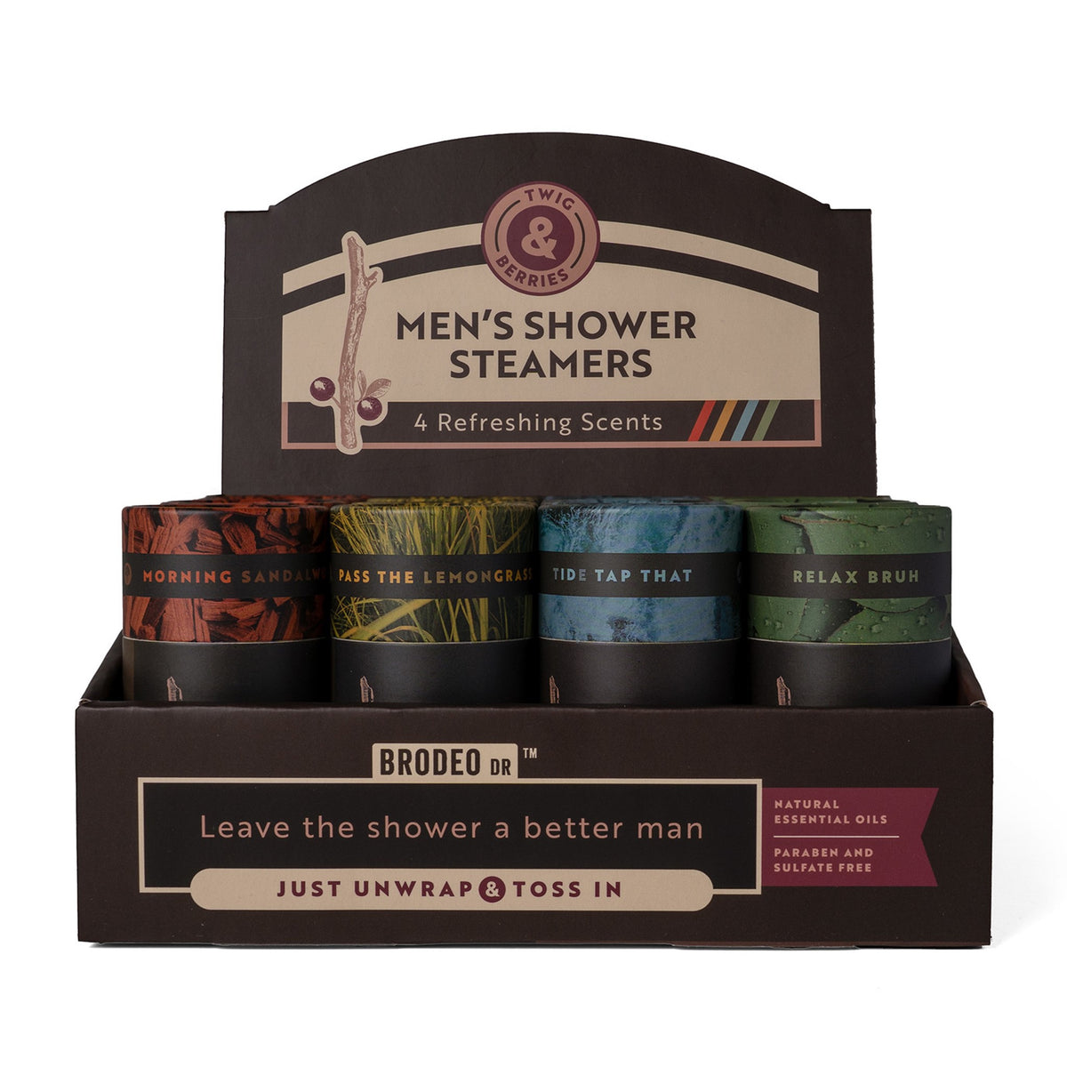 Brodeo Drive Twig & Berries Men's Shower Steamers Disp 16pcs