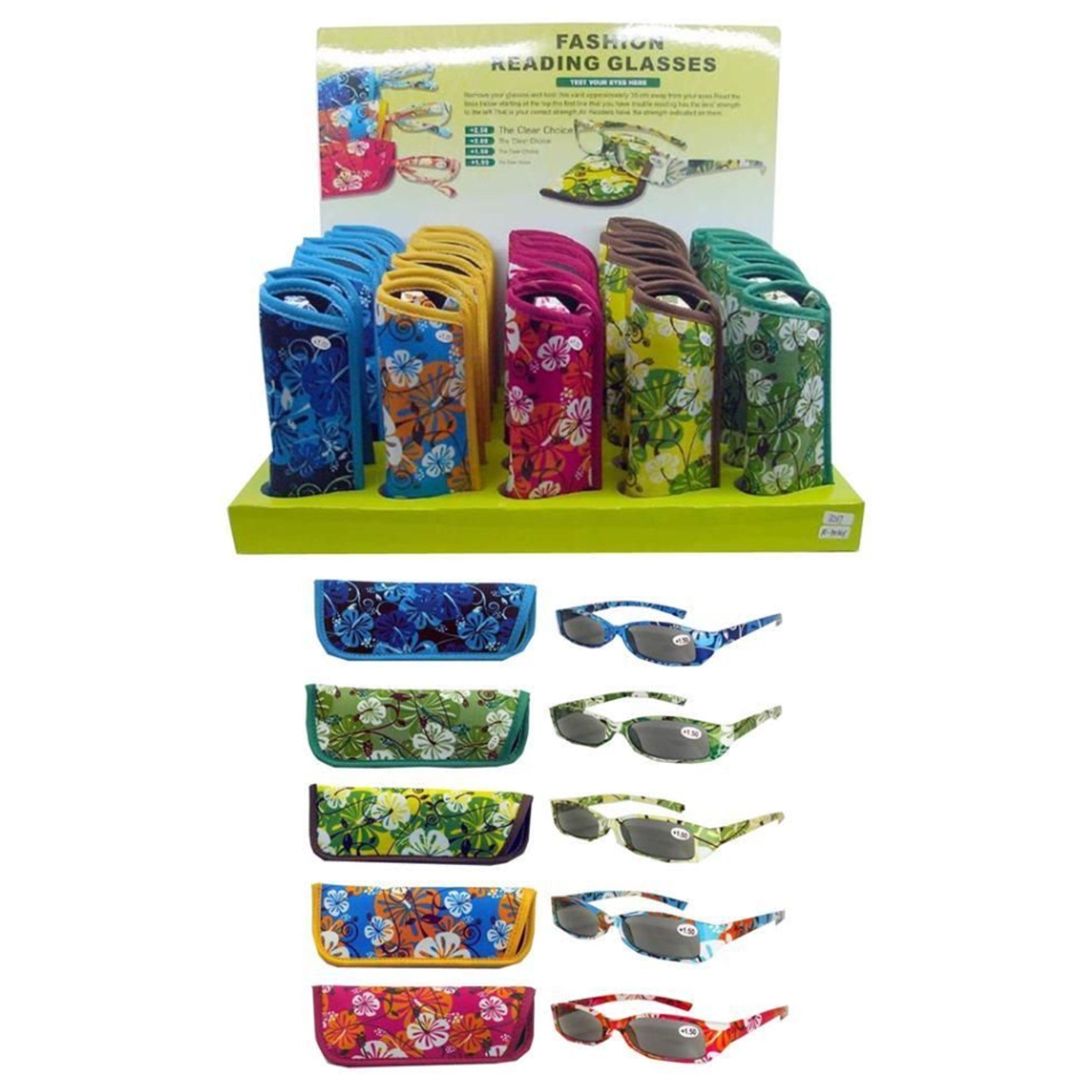 Tropical Sun Sensor Reading Glasses Display - 30pcs