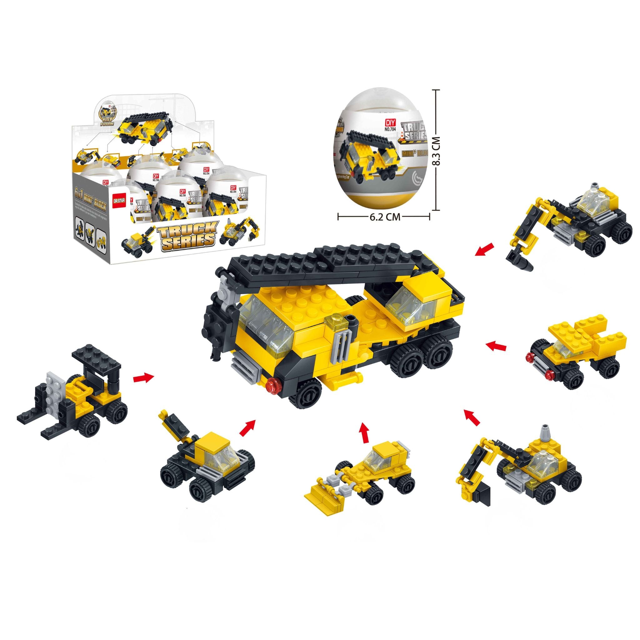 Construction Blocks  Display - 6pcs
