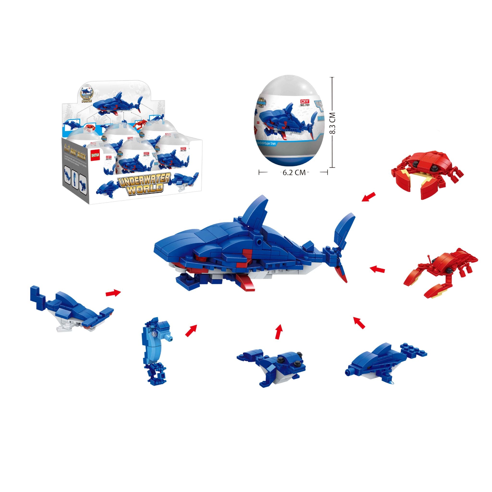 Marine Animal Blocks  Display - 6pcs