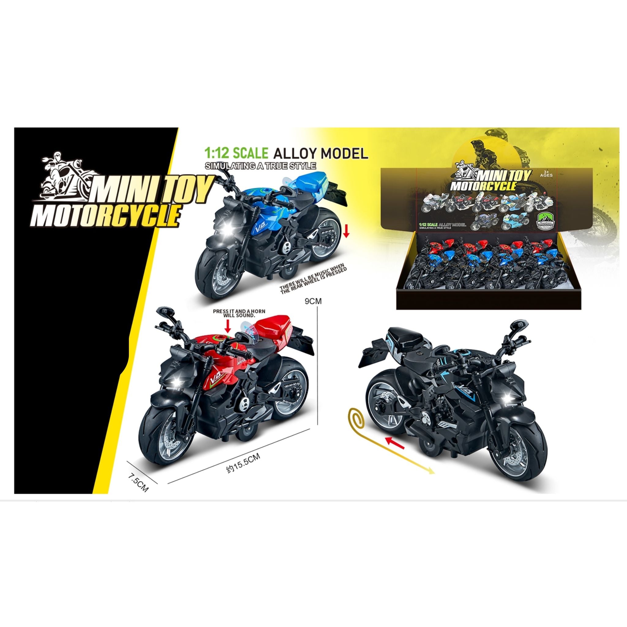 Alloy Motorcycle display - 12pcs