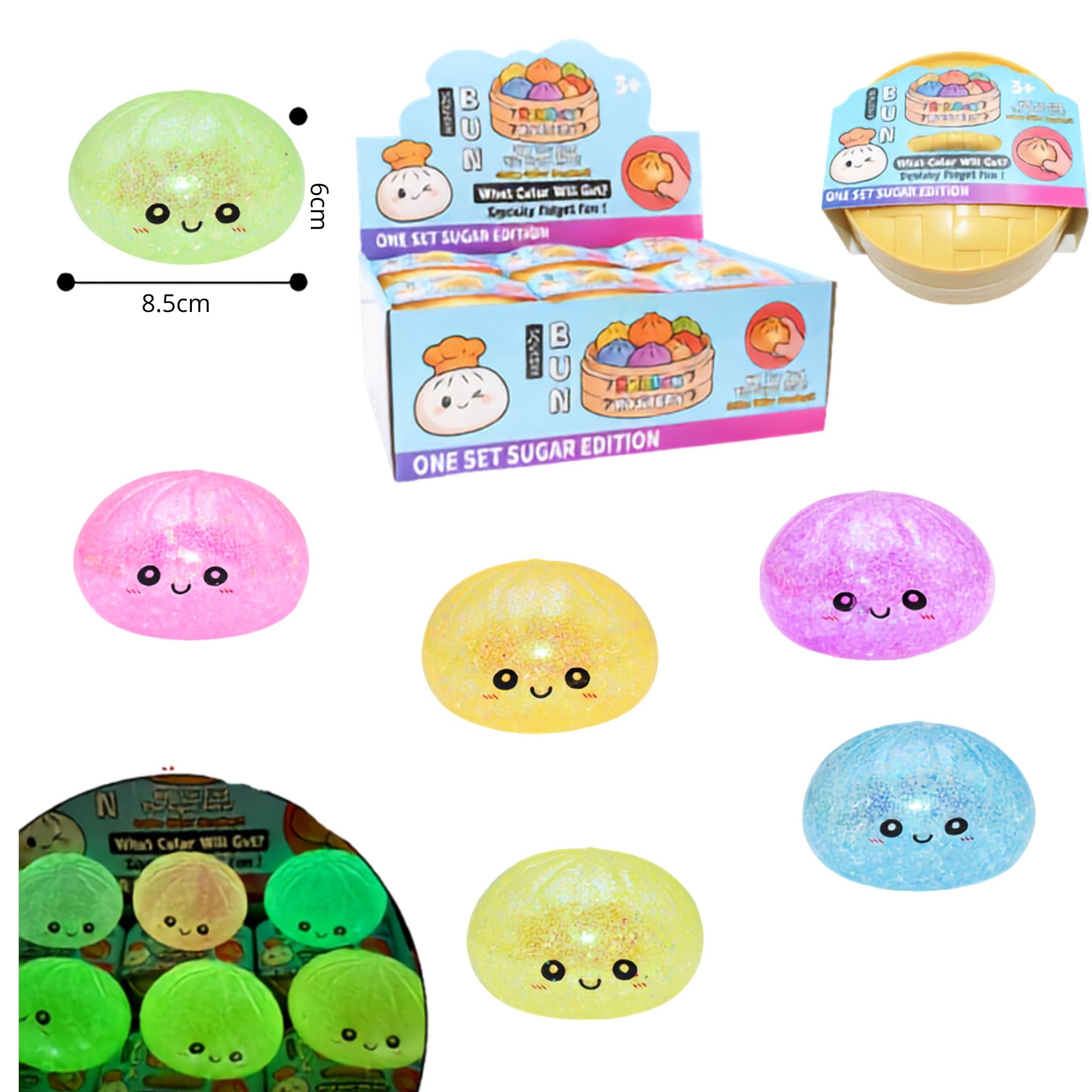 Squishy Glow in the Dark Steamed Bun Disp - 12pcs