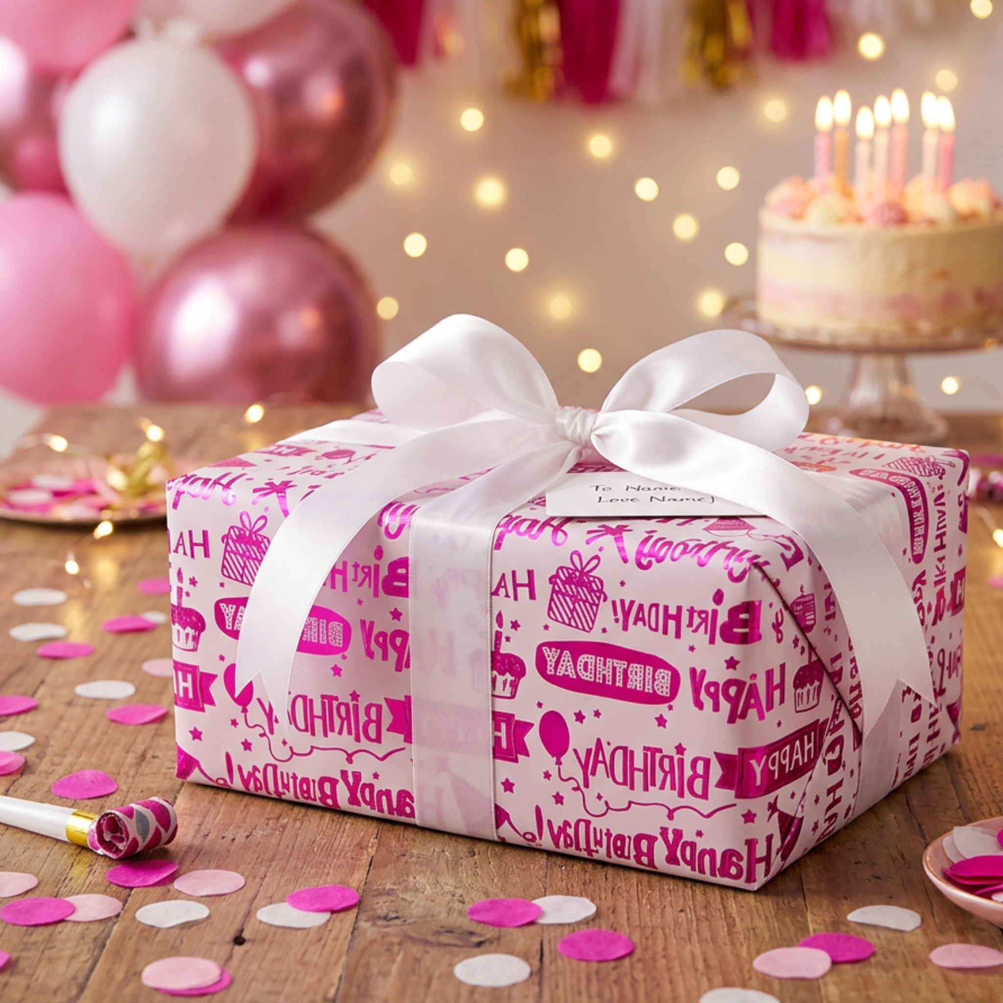 Wrapping Paper - HBD Pink
