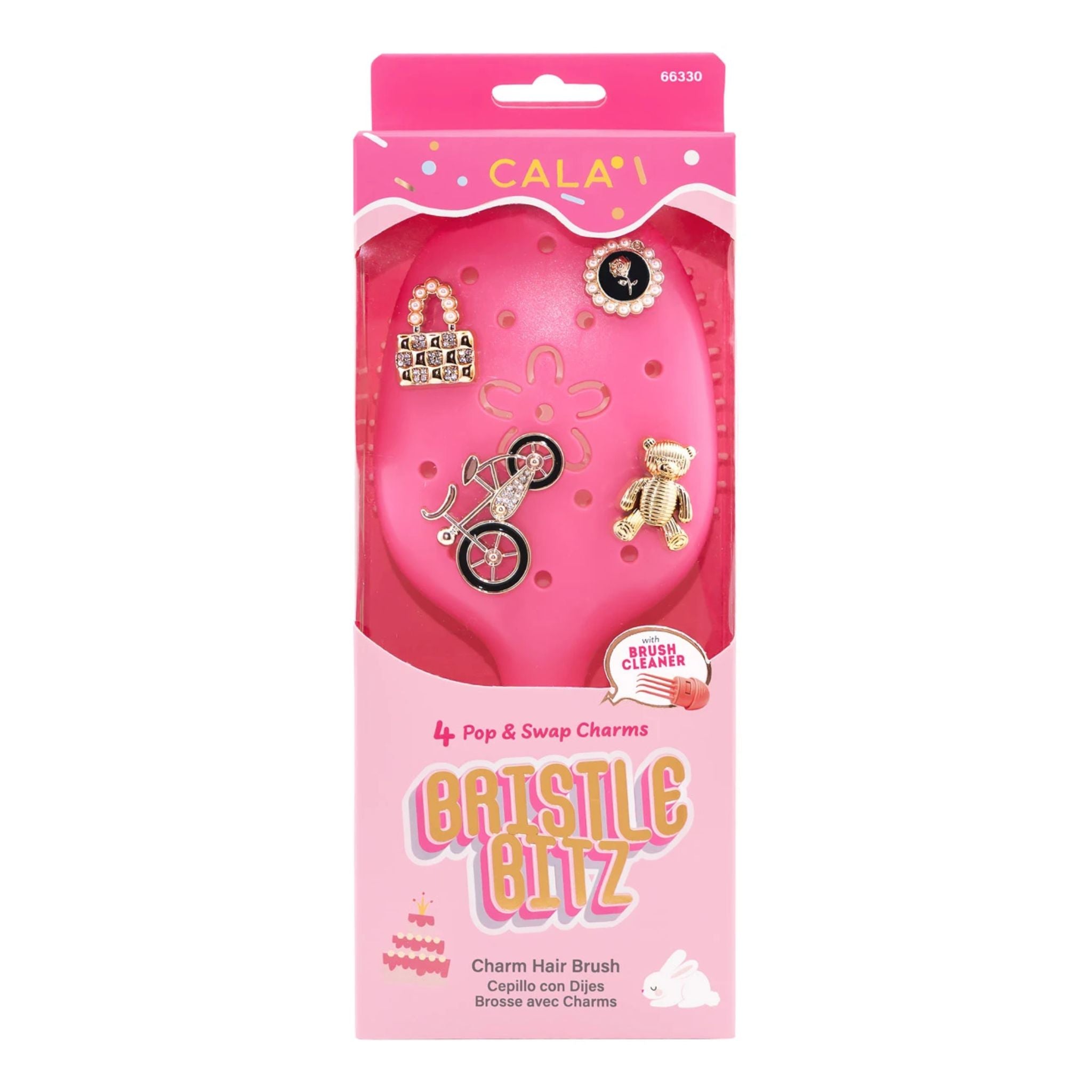 Cala Bristle Blitz Charm Hair Brush - Hot Pink