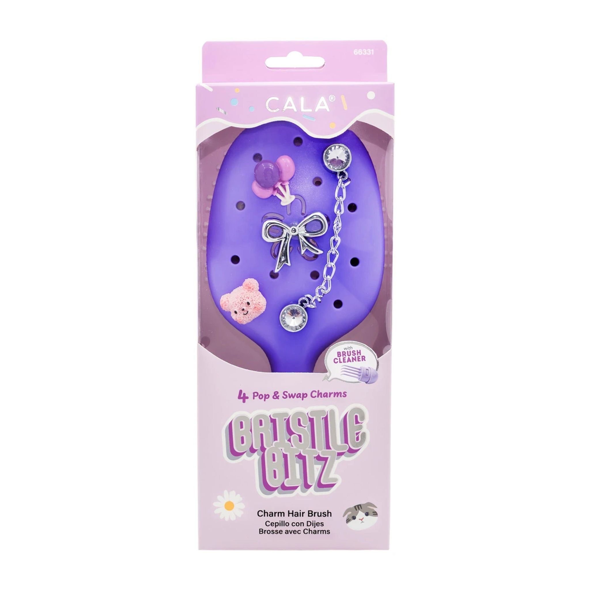 Cala Bristle Blitz Charm Hair Brush - Purple