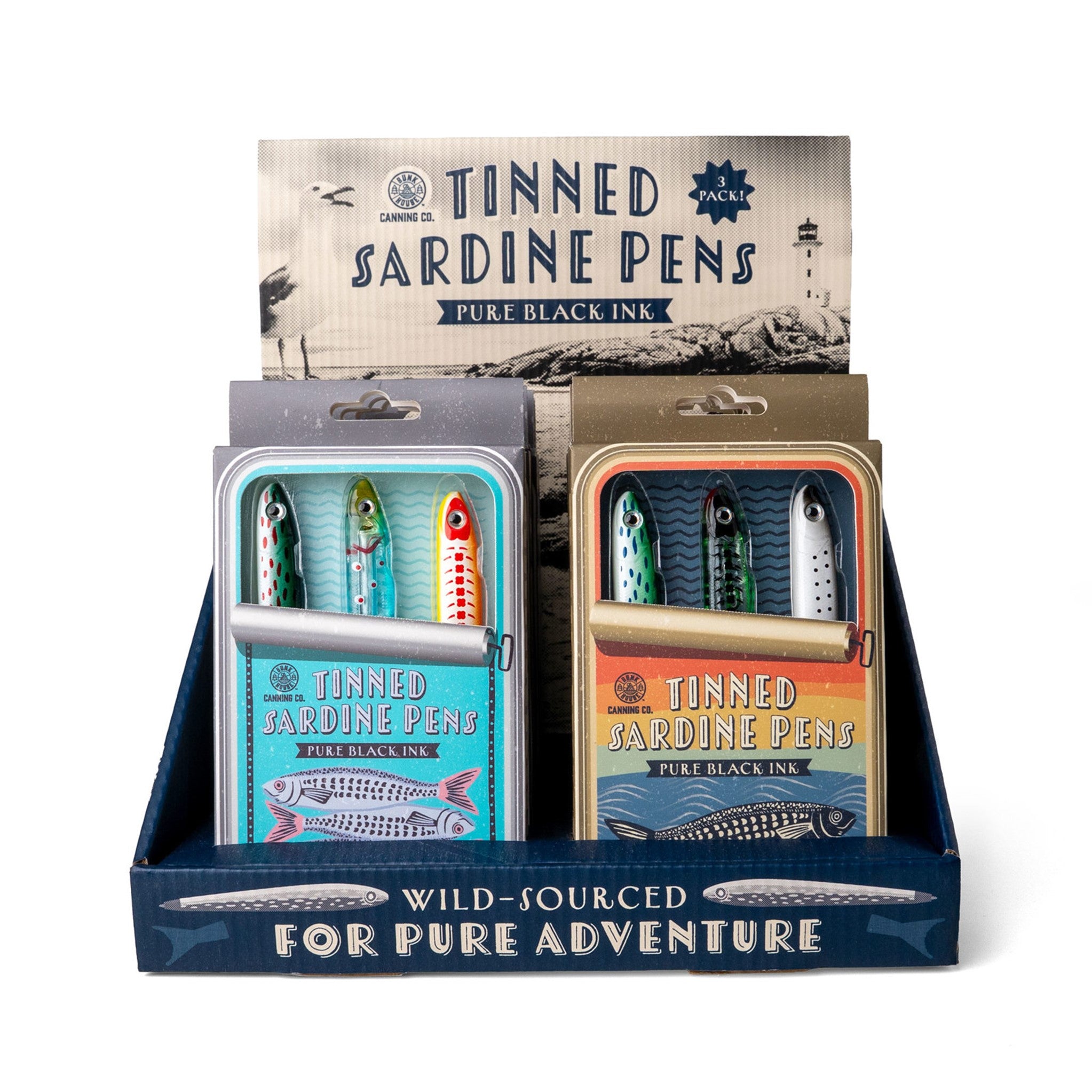 Bunk House Tinned Sardine Pens Display - 12ps