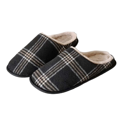 Mens Slippers Plaid Slip on Extra Large (Size 13-14)