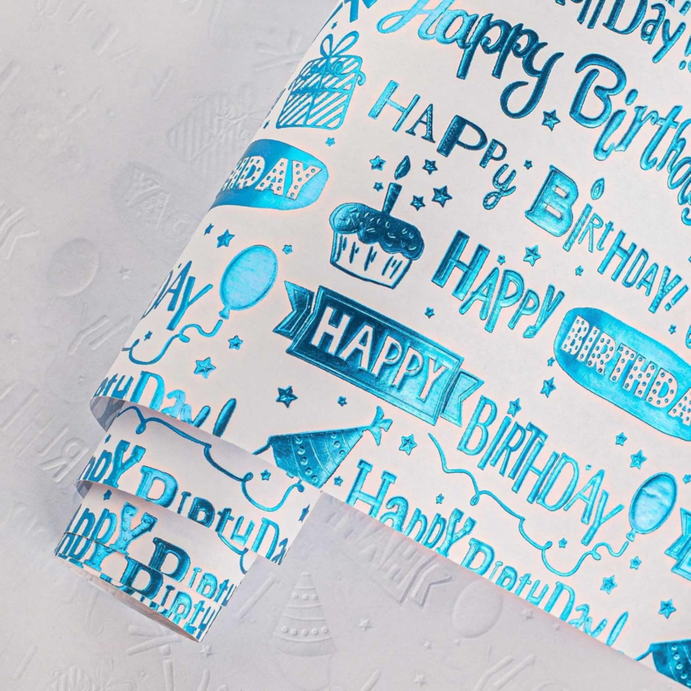 Wrapping Paper - HBD Blue