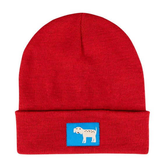 Red Beanie with dog tag